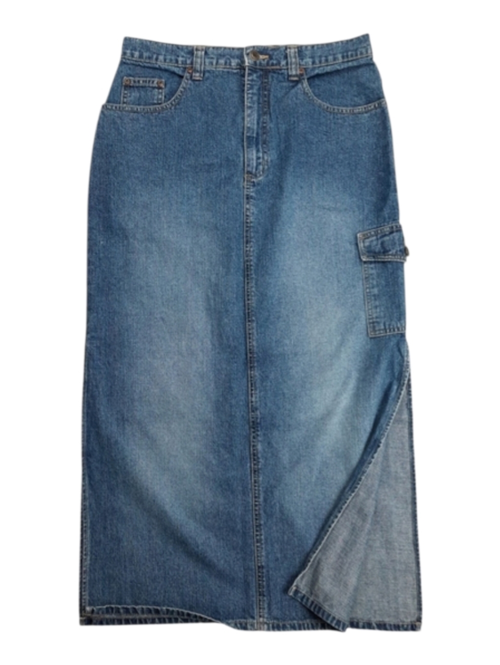 Bailey's Point Y2K Denim Cargo Maxi Blue Jean Skirt SZ 10